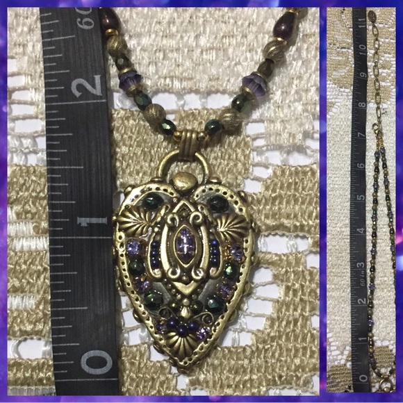 Vintage Michal Golan Crystal Heart Necklace - Picture 5 of 9